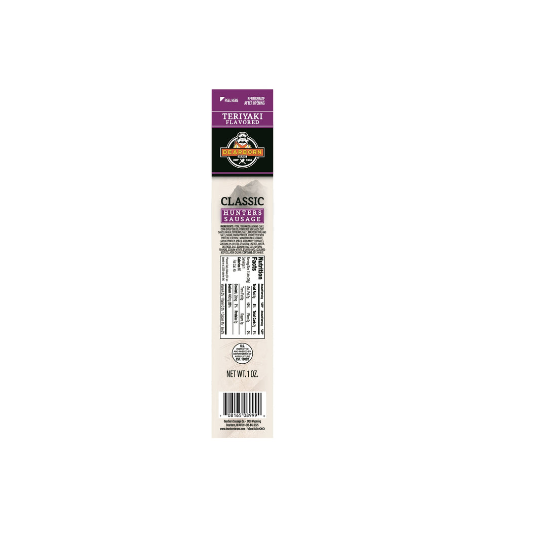 Dearborn Sausage Company Classic Teriyaki Hunters Sausage 1 oz ea/24 ct